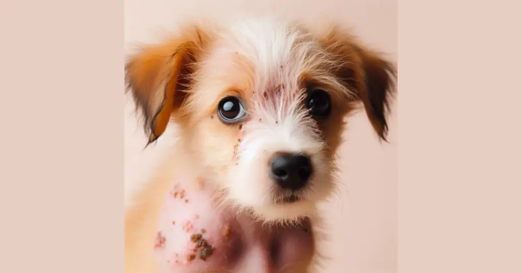 dog with scabs after grooming